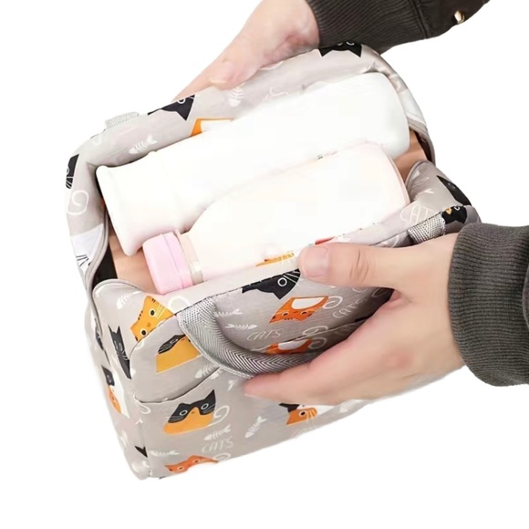 Insulated Kitty Cat Lunch Bag Tropical Container School Work Travel Picnic Light - Picture 3 of 14